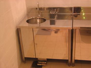 Sink with round basin, edge and doors