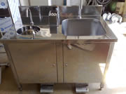 Sink with round and square basin and sterilizer